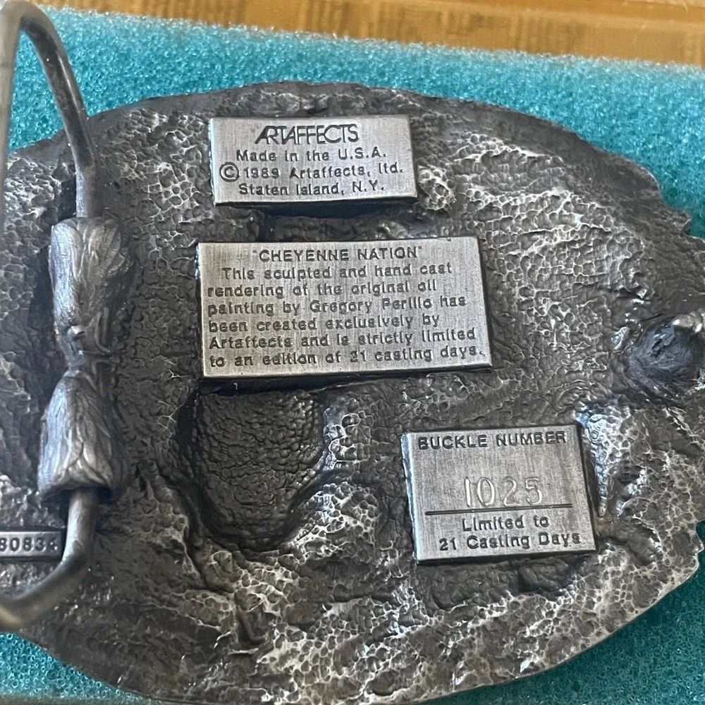 Artaffects Gregory Perillo Cheyenne Nation Pewter Belt Buckle Limited Ed 1025 - Picture 2 of 5
